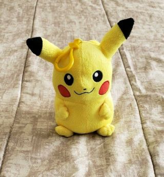 Pokemon Pikachu Beanie Doll Plush Clip On Mini Tote For Backpack Purse Keys