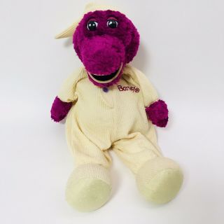 Barney The Dinosaur Plush Doll In Yellow Thermal Pajamas Vintage Stuffed Animal