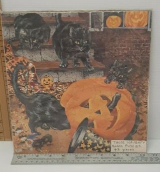 Anne Belle Hand Crafted Wooden Jigsaw Puzzle " Those Naughty Black Pussies " 222
