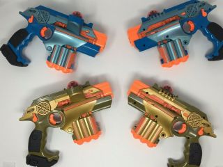 4 Nerf Lazer Tag Phoenix Ltx Tagger Blaster Guns 2 Gold 2 Blue Factory Colors