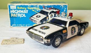 Alps Japan Tin Litho B/o Sears Oldsmobile Toronado Highway Patrol Action Toy Mib