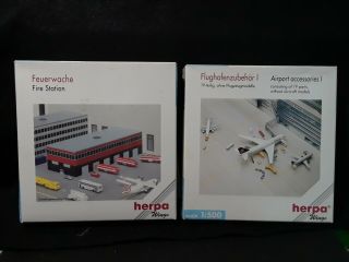 Herpa 1:500 Scale Fire Station & Airport Accessories I (19 Parts)