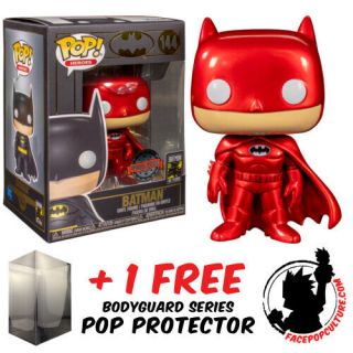 Funko Pop Dc Batman 80th Ann Batman Metallic Red Exclusive,  Pop Protector