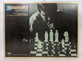 Vintage ES Lowe 831 Renaissance Chessmen ANRI Chess Set Felted 1959 Complete VGC 2