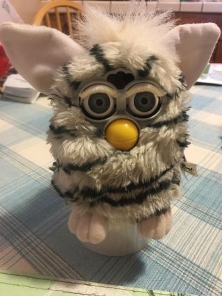 1998 Furby Light Gray With Black Stripes Model 70 - 800 With Tag