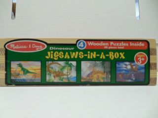 Melissa And Doug Dinosaur Jigsaws - In - A Box Wooden Puzzles X4