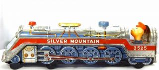Vintage Silver Mountain Express Tin Toy Train Locomotive 3525 Made In Japan