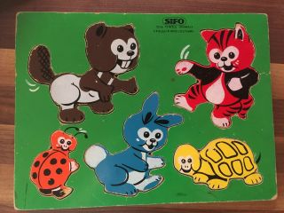 SET of 2 Vintage Wooden & Other PUZZLE Fisher Price Vehicles & SIFO Animals 2