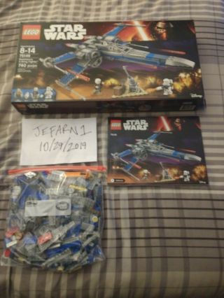 Lego Star Wars 75149 Resistance X - Wing Fighter Complete W Figs/inst And