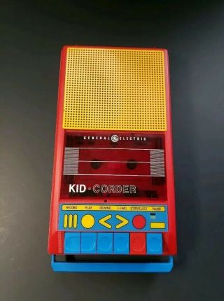 Vintage General Electric 3 - 5017a Kid Corder Cassette Tape Player Recorder Ge Toy