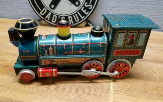 Vintage Western Toy Tin Litho Train By Trademark Modern Toys Battery Op.  Japan