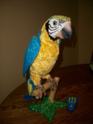 Furreal Friends Squawkers Mccaw Talking Parrot Hasbro With Remote & Perch Stand