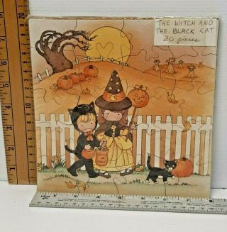 Anne Belle Hand Crafted Wooden Jigsaw Puzzle " The Witch & The Black Cat " 206