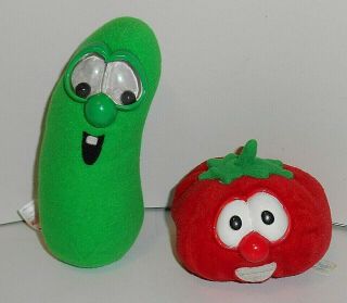 6 - 1/2 " Veggie Tales Veggietale Larry The Cucumber & Bob The Tomato Beanies
