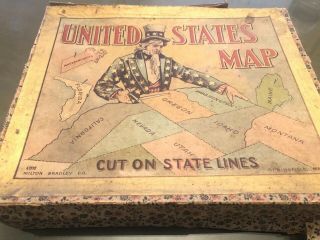 Vintage Milton Bradley Puzzle Outline Map Of United States 2 Sided Incomplete