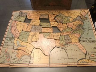 Vintage Milton Bradley Puzzle Outline Map of United States 2 Sided Incomplete 3
