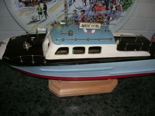 Ito Toy Wood Boat Battery Operated Boat Wooden Vintage Boat Cabin Cruiser