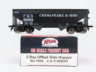 Ho Scale Atlas 1865 C&o Chesapeake Ohio 2 - Bay Offset Side Hopper 58593 Rtr