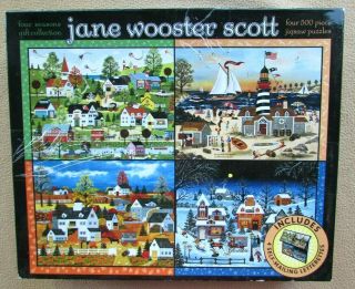 A Set Of 4 - 500 Piece Jigsaw Puzzles By Jane Wooster Scott