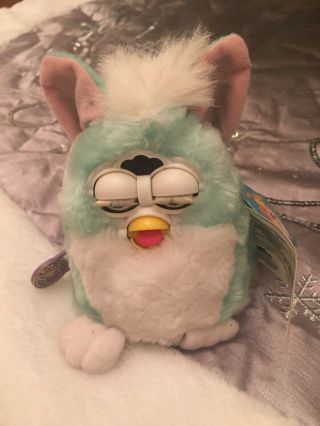 Furby Babies 1999 Blue With Pink Ears Tags Not