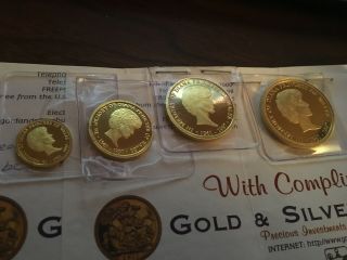Princess Diana Gold Coin Set: 1.  85oz.  9999 Gold,  1oz.  999 Silver (5 Coins Total)