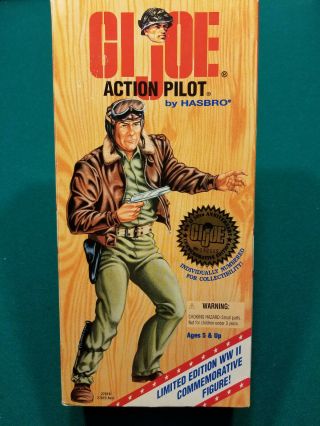 1995 Hasbro Gi Joe Wwii 50th Anniversary Action Pilot Black Hair 12” Figure Box