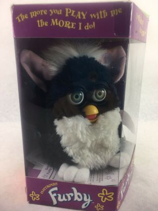 Vintage 1998 Furby Black & White With Green Eyes.