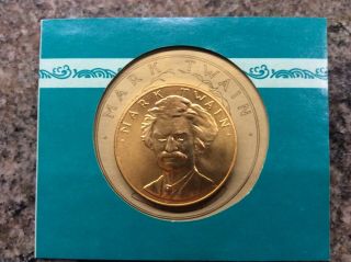 1981 Mark Twain Commemorative Medal American Arts 1 Oz Gold Coin Unc W/ Box.