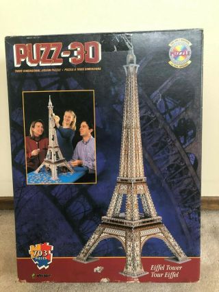 Wrebbit Vintage 703 Piece Puzz 3d Eiffel Tower Complete