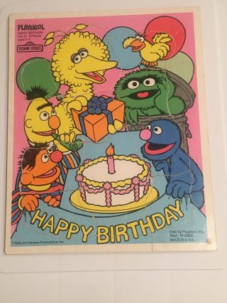 Vintage Playskool Sesame Street Happy Birthday Puzzle