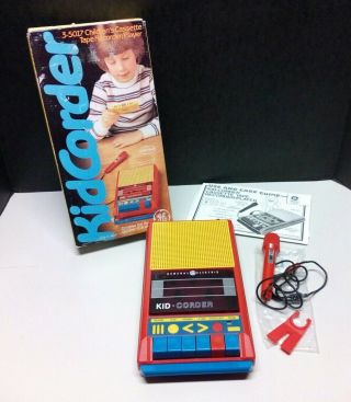 Vtg 1976 Ge 3 - 5017 Kid Corder Cassette Tape Player W/box,  Mic And Instructions