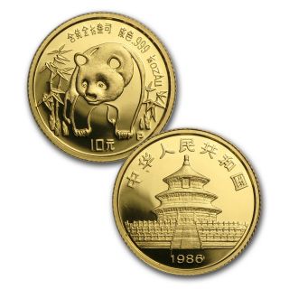 1986 China 5 - Coin Gold Panda Proof Set (w/box And)