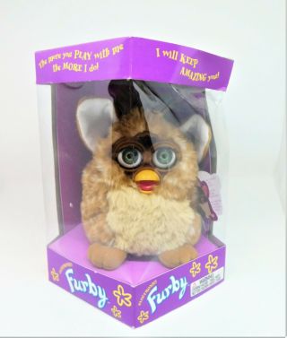 1998 Tiger Electronic Furby Model 70 - 800 Brown With White Ears,  Open Box