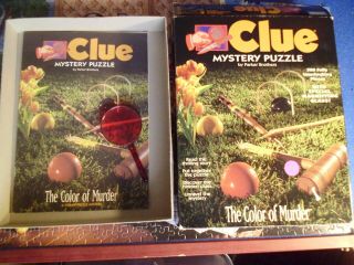 Parker Brothers Clue Mystery Puzzle The Color Of Murder 500 Pc W Story & Glass