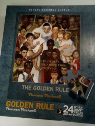 Norman Rockwell The Golden Rule Puzzle.  Giant 24 Piece Jigsaw Puzzle.