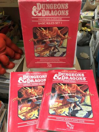 Dungeons & Dragons Basic Rules Set 1 W/box And Books Tsr Light Use Ex,