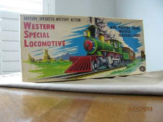 Vintage tin toy B/opMYSTERY ACTION WESTERN SPECIAL LOCOMOTIVE with WHISTLE 2