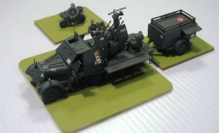 1/72 German Wwii Half - Tracked Anti - Aircraft Gun Section,  Hand Painted,  Resin