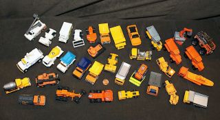32,  Diecast Hot Wheels & Matchbox 1:64 Orange & White Construction Vehicles