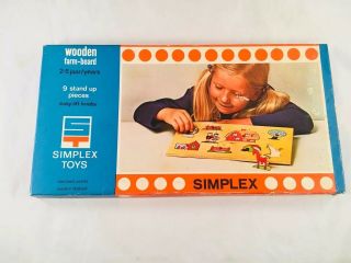 Vintage Simplex Toys Wood 9 Piece Stand Up Puzzle Made In Holland