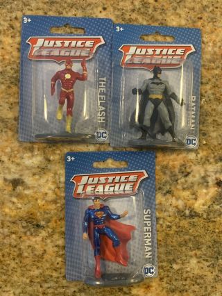 Justice League Set Of 3 Action Figurine 2.  5in Dc Mattel Batman,  Flash,  Superman