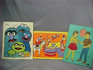 Vtg Playskool Wood Puzzles Set Of 3 Different Styles Sesame Street 1 By Judy
