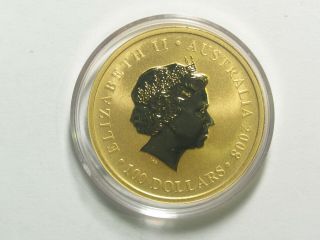 2008 Australia $100 Dollars 1 Ounce.  9999 Fine Gold Kangaroo Coin