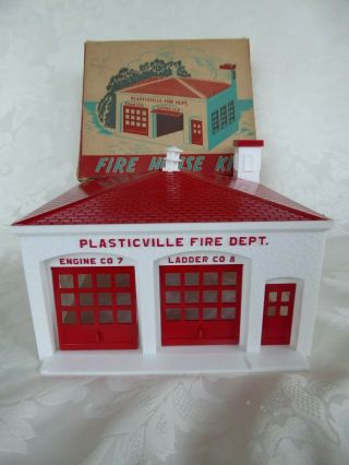 Vintage Plasticville Fire House Kit Fh - 4 W/ Box O Gauge 1950 