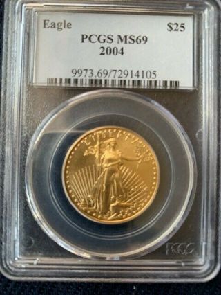 2004 1/2 Oz American Gold Eagle Ms69 Pcgs $25 Coin