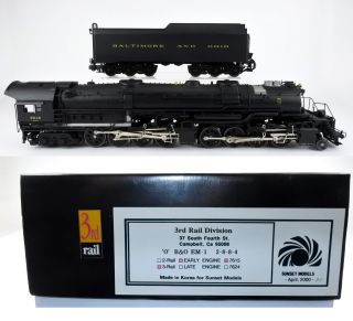 Sunset O Brass Baltimore & Ohio Em - 1 2 - 8 - 8 - 4 Steam Engine & Tender 7615 W/sound