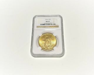 1924 $20 Gold Saint Gaudens Double Eagle Coin Ms 65