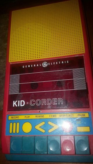Vintage General Electric 3 - 5017a Kid Corder Red Cassette Tape Player Recorder