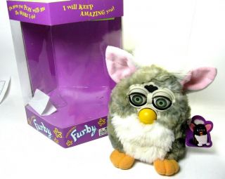 1998 Furby 6 " Gray White With Green Eyes Tiger Electronics 70 - 800