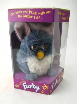 Furby Model 70 - 800 1999 Tiger Blue Pink Mohawk Ears White Chest Non